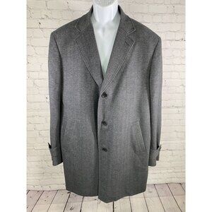 Paul Betenly Lanificio Filarte 100% Wool Gray Herringbone Jacket Coat 46R